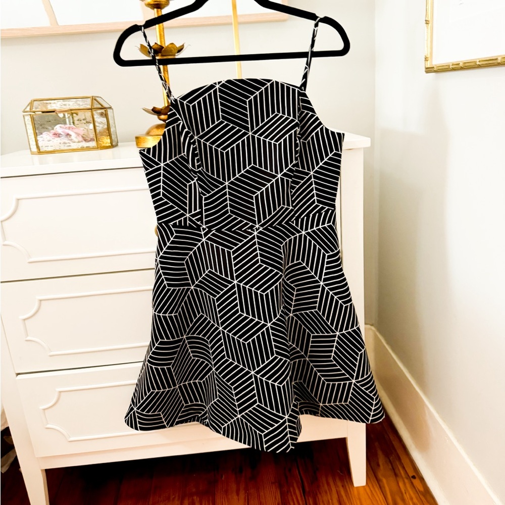 KEEPSAKE THE LABEL BLACK AND WHITE PATTERN MINIDRESS